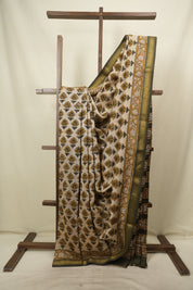 Cream HBP Cotton Silk Saree With Maheshwari Border - SRCCSS1819