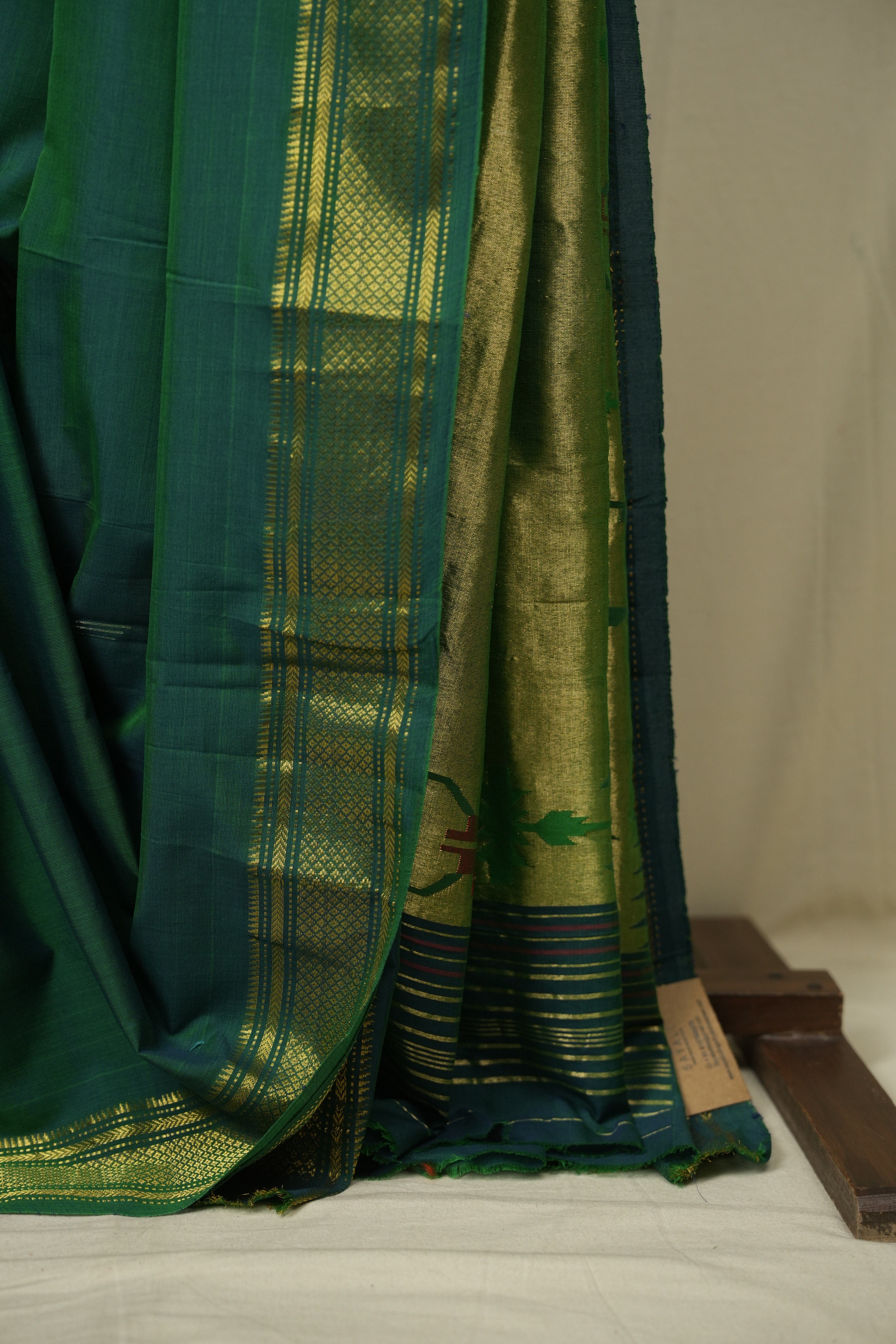 Peacock Green Cotton Paithani Saree - SRPGCPS809
