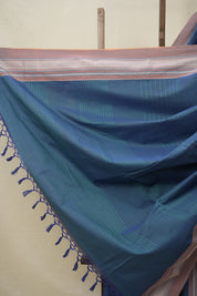 Teal Blue Cotton Ilkal Saree  - SRTBCIS663