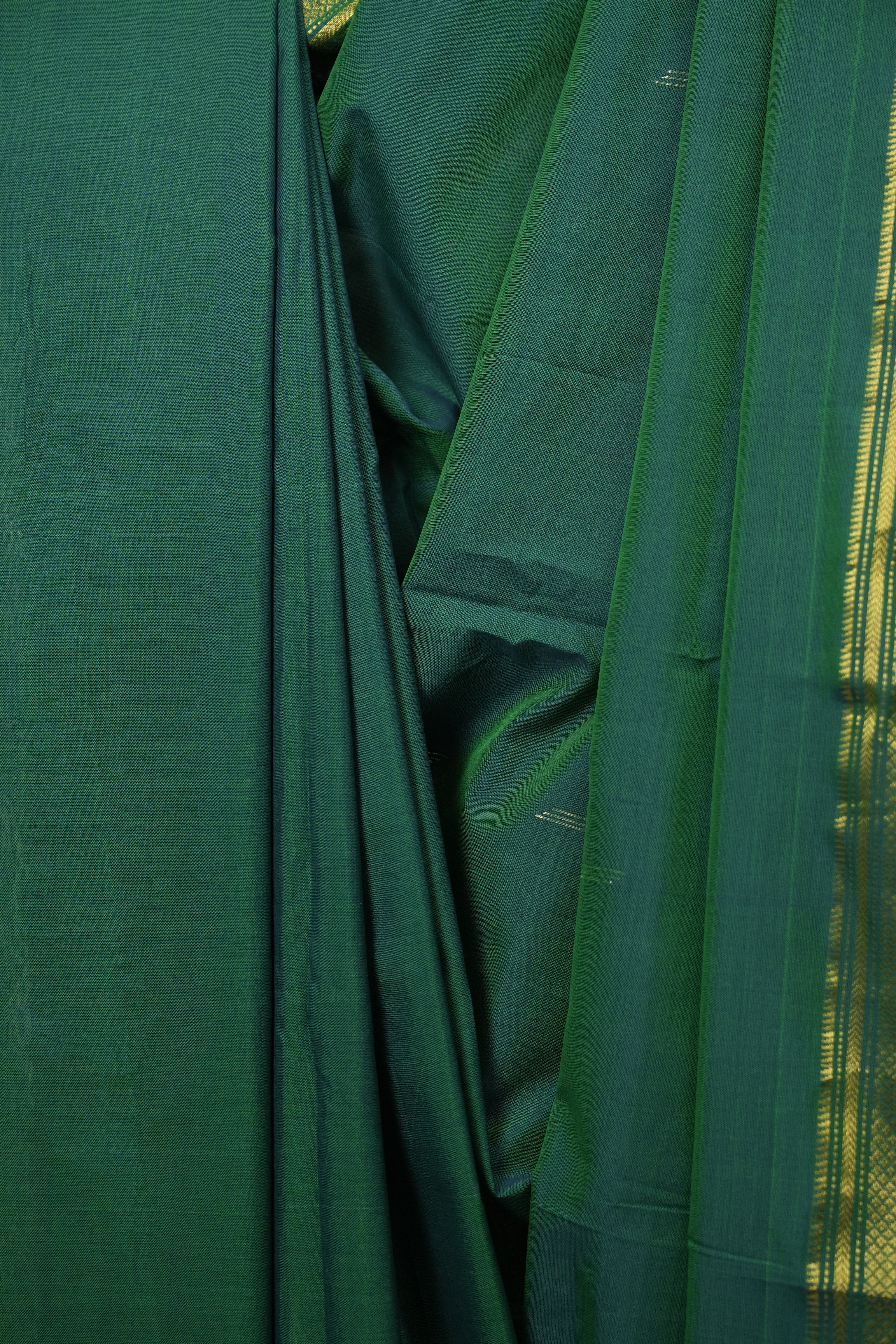Peacock Green Cotton Paithani Saree - SRPGCPS809