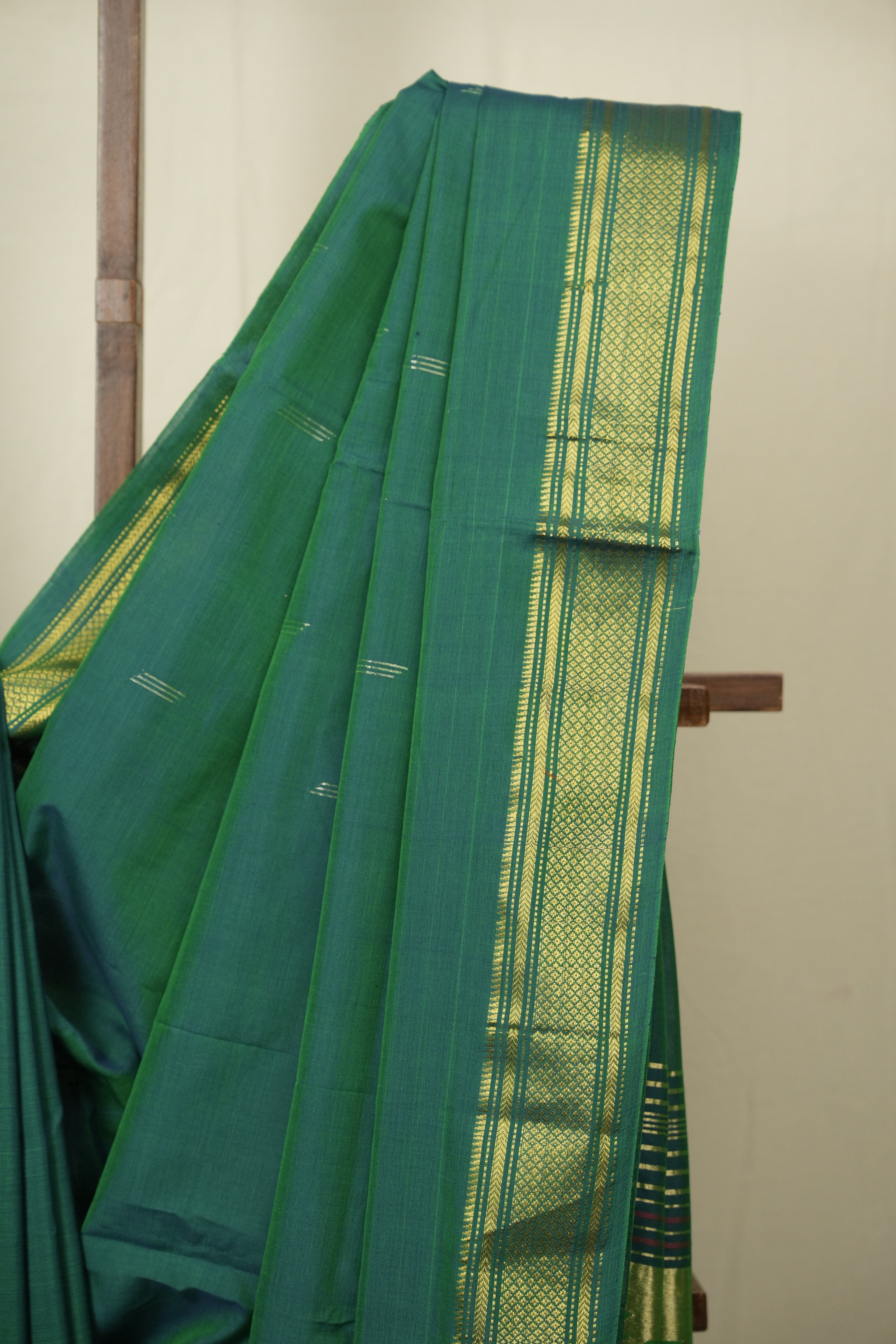 Peacock Green Cotton Paithani Saree - SRPGCPS809