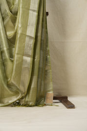 Silver Green Tissue Tussar Silk Saree - SRSGTTSS525