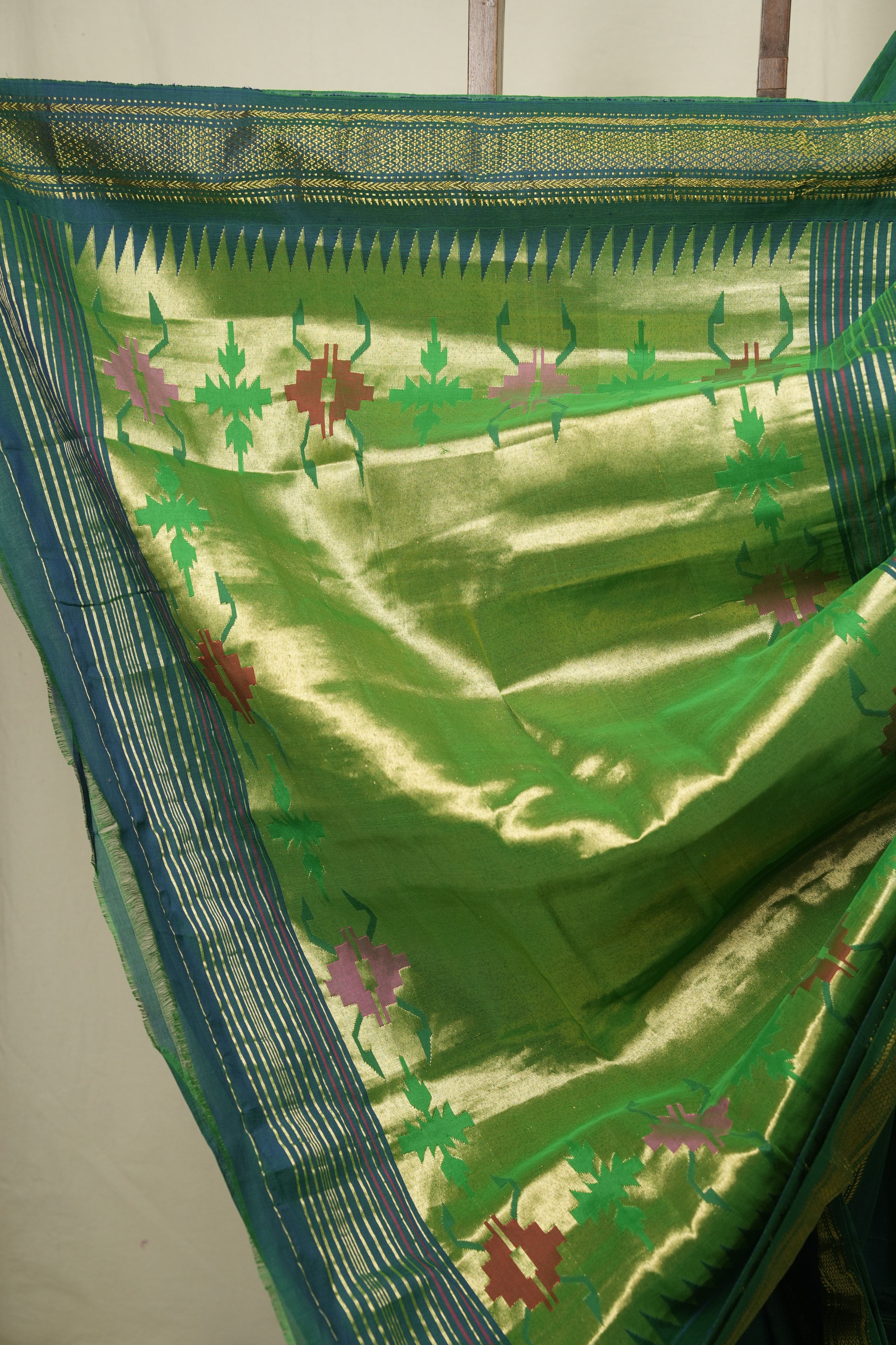 Peacock Green Cotton Paithani Saree - SRPGCPS809