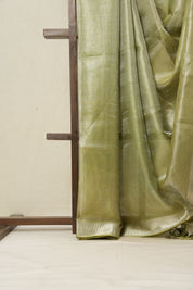 Silver Green Tissue Tussar Silk Saree - SRSGTTSS525