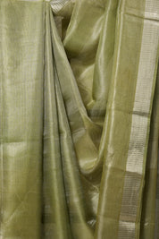 Silver Green Tissue Tussar Silk Saree - SRSGTTSS525