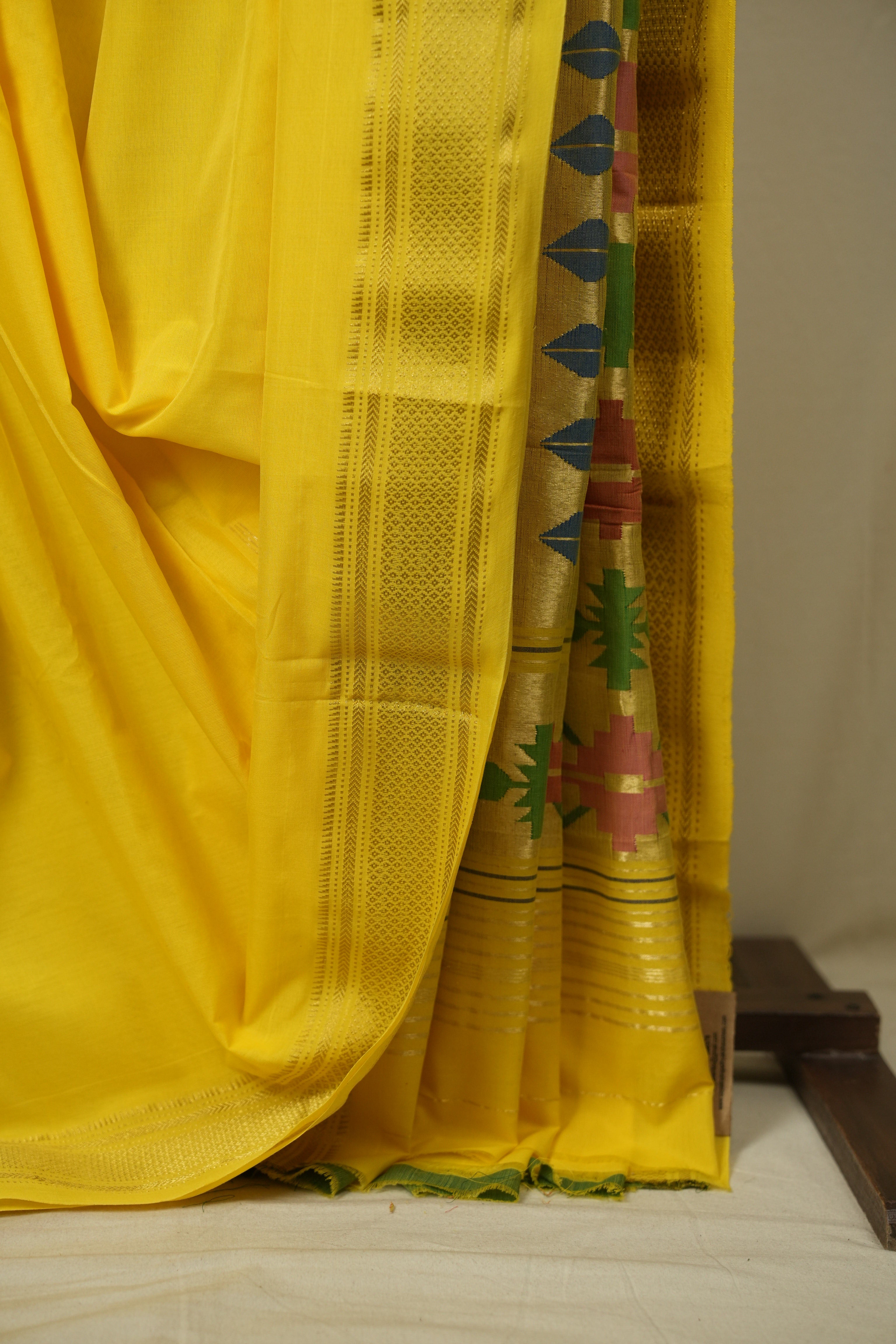 Yellow Cotton Paithani Saree - SRYCPS808
