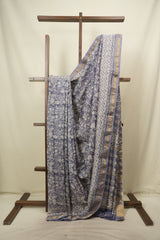 Blue HBP Cotton Silk Saree With Maheshwari Border - SRBCSS1818