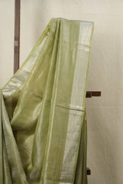 Silver Green Tissue Tussar Silk Saree - SRSGTTSS525