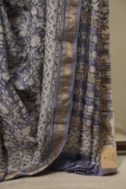 Blue HBP Cotton Silk Saree With Maheshwari Border - SRBCSS1818