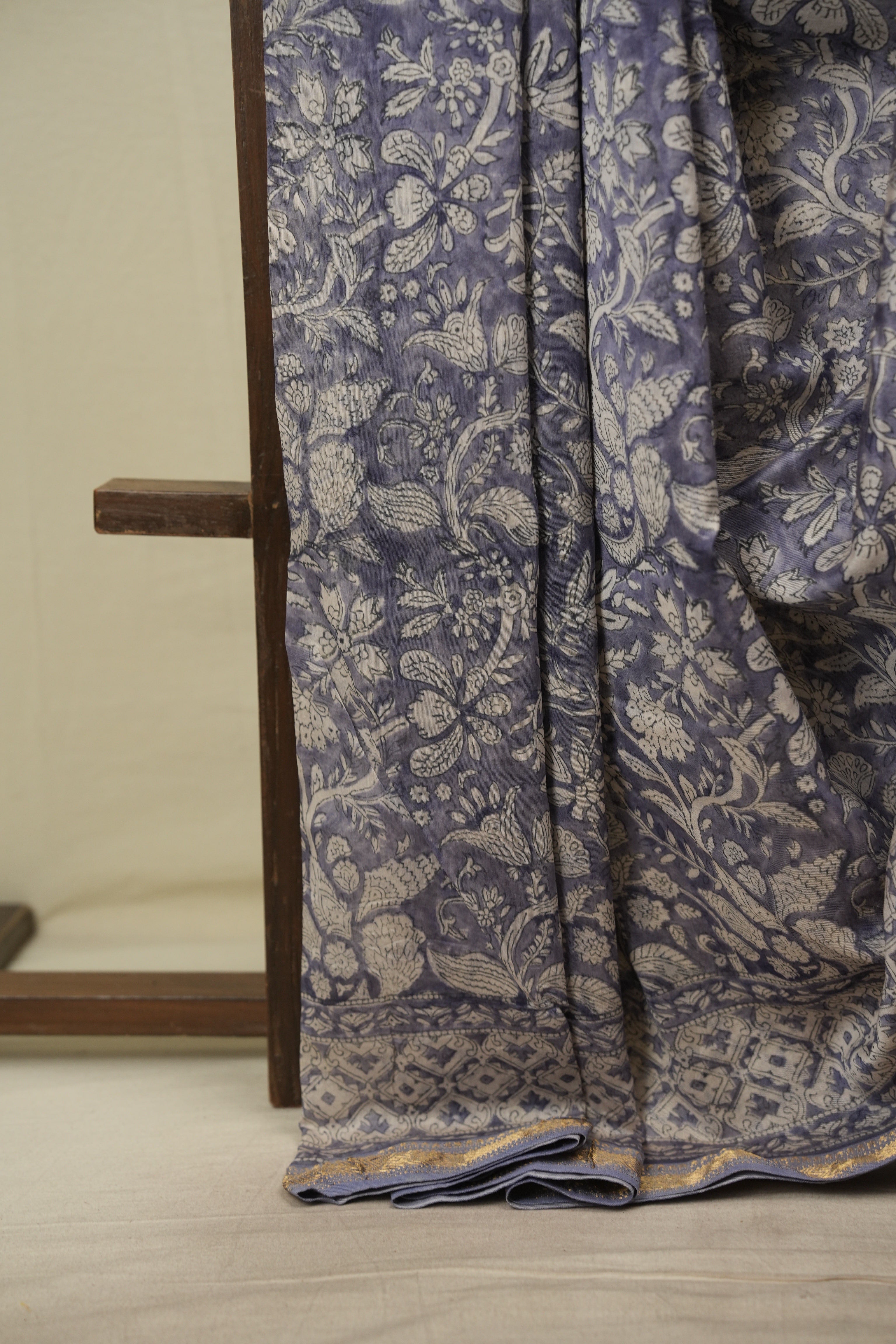 Blue HBP Cotton Silk Saree With Maheshwari Border - SRBCSS1818