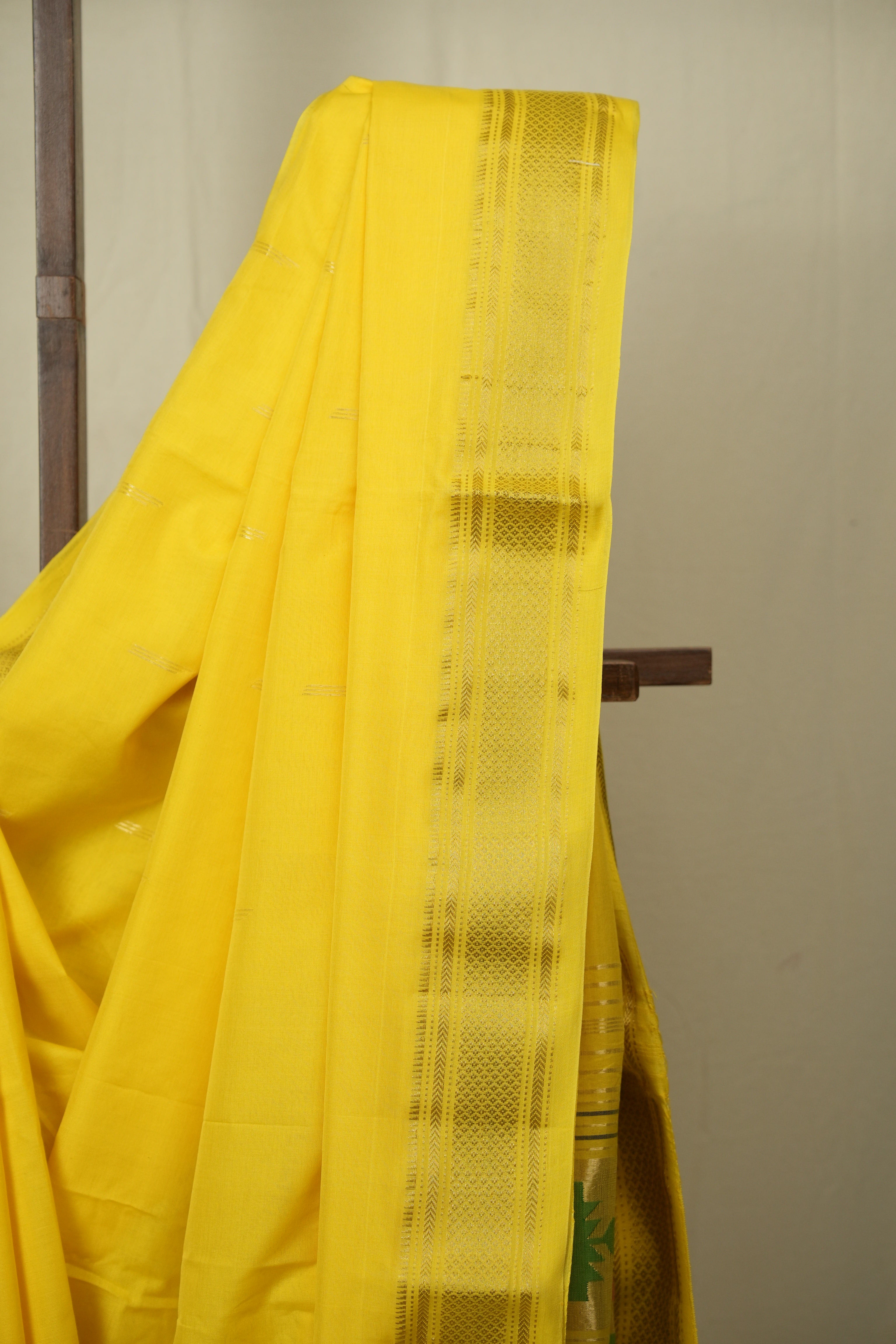 Yellow Cotton Paithani Saree - SRYCPS808