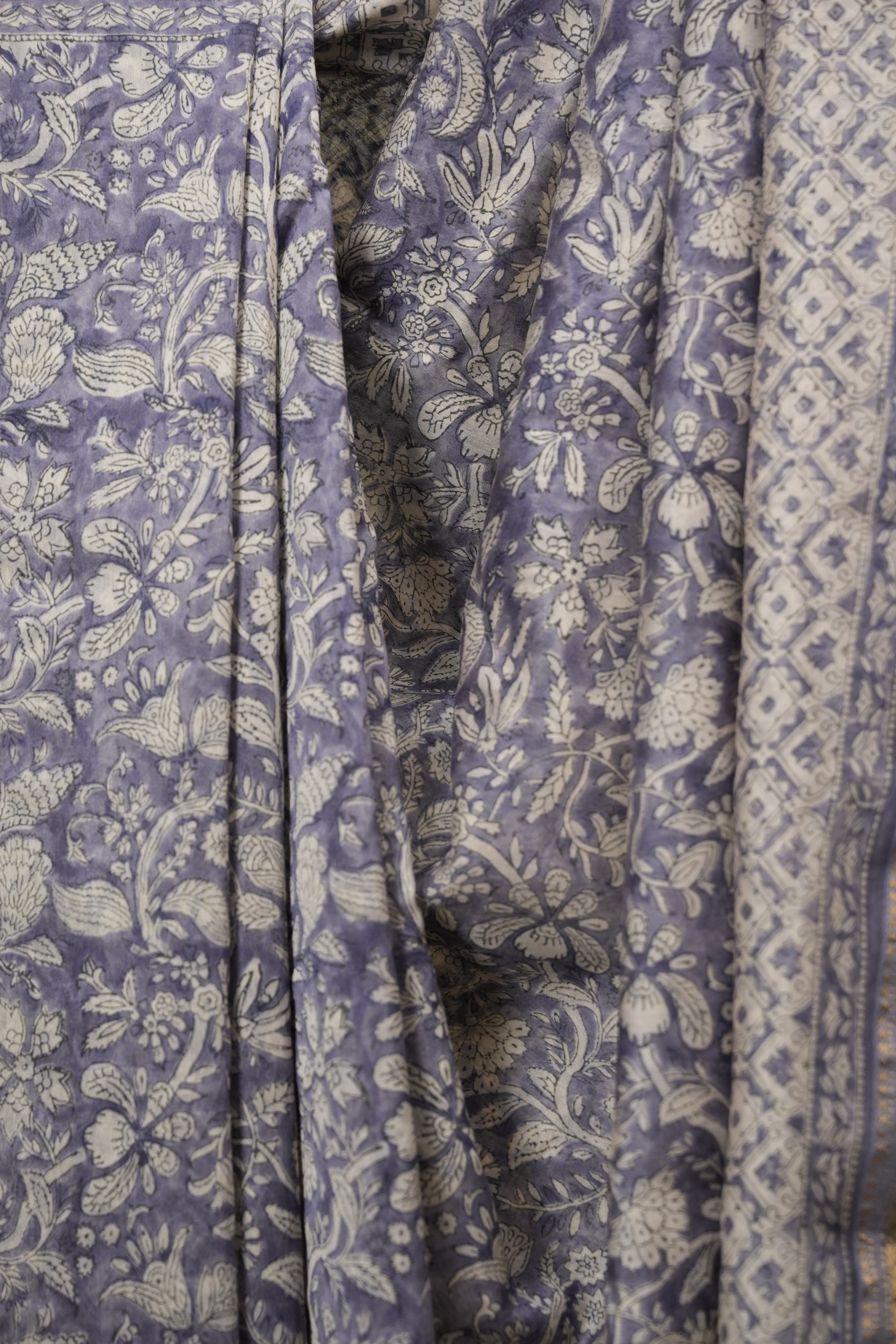 Blue HBP Cotton Silk Saree With Maheshwari Border - SRBCSS1818