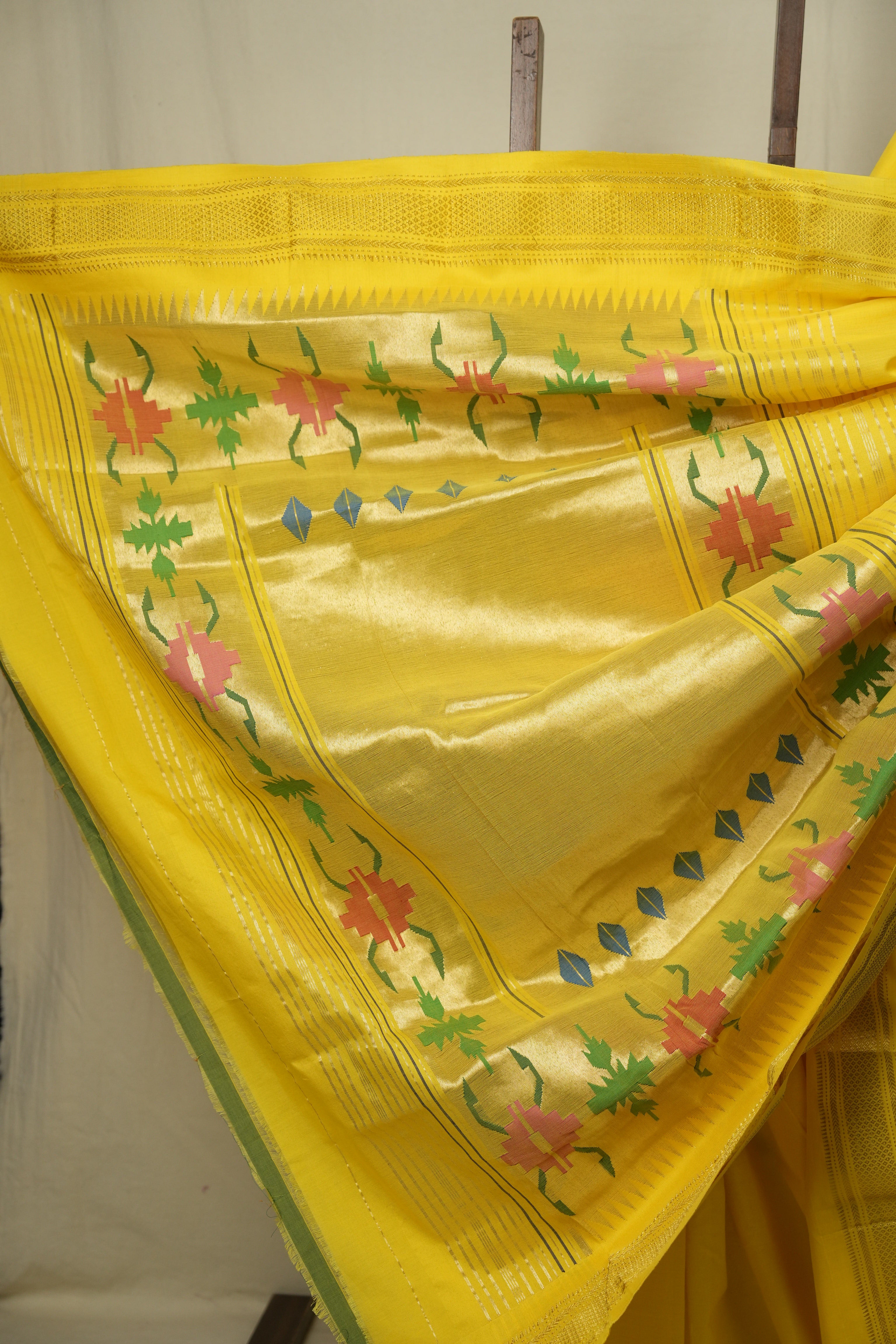 Yellow Cotton Paithani Saree - SRYCPS808