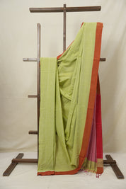 Pistachio Green Bengal Cotton Saree - SRPGBCS155