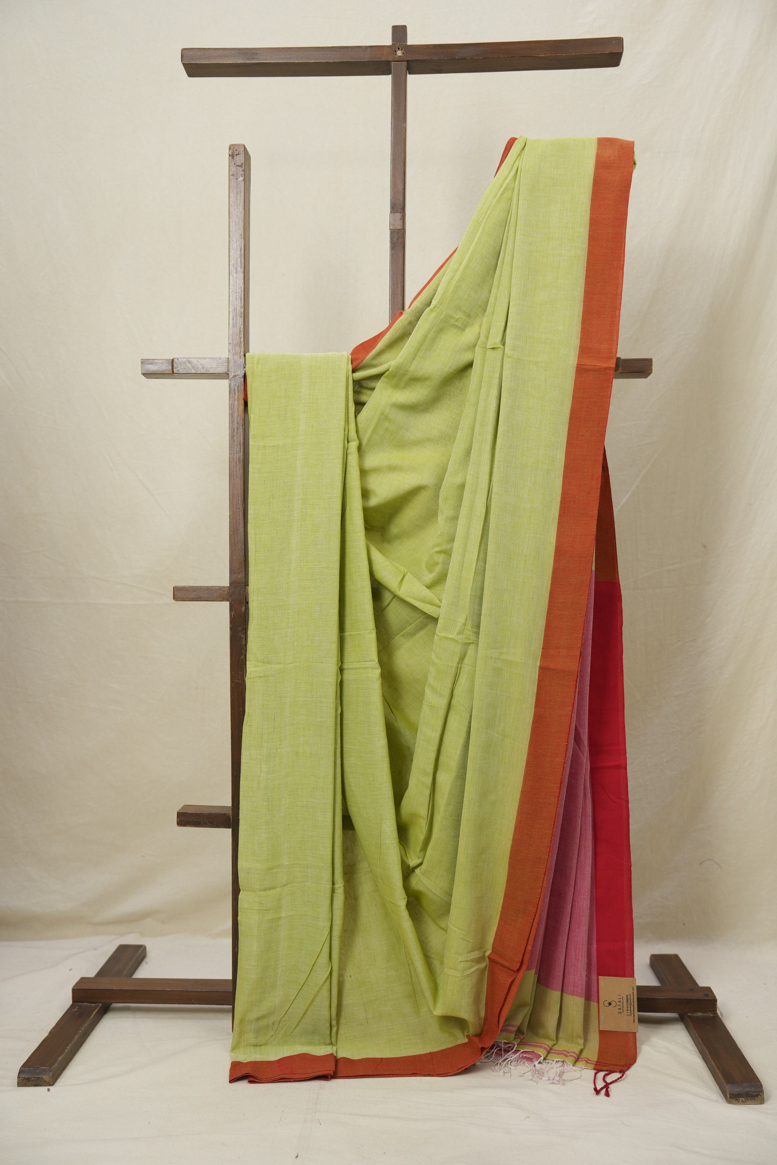 Pistachio Green Bengal Cotton Saree - SRPGBCS155