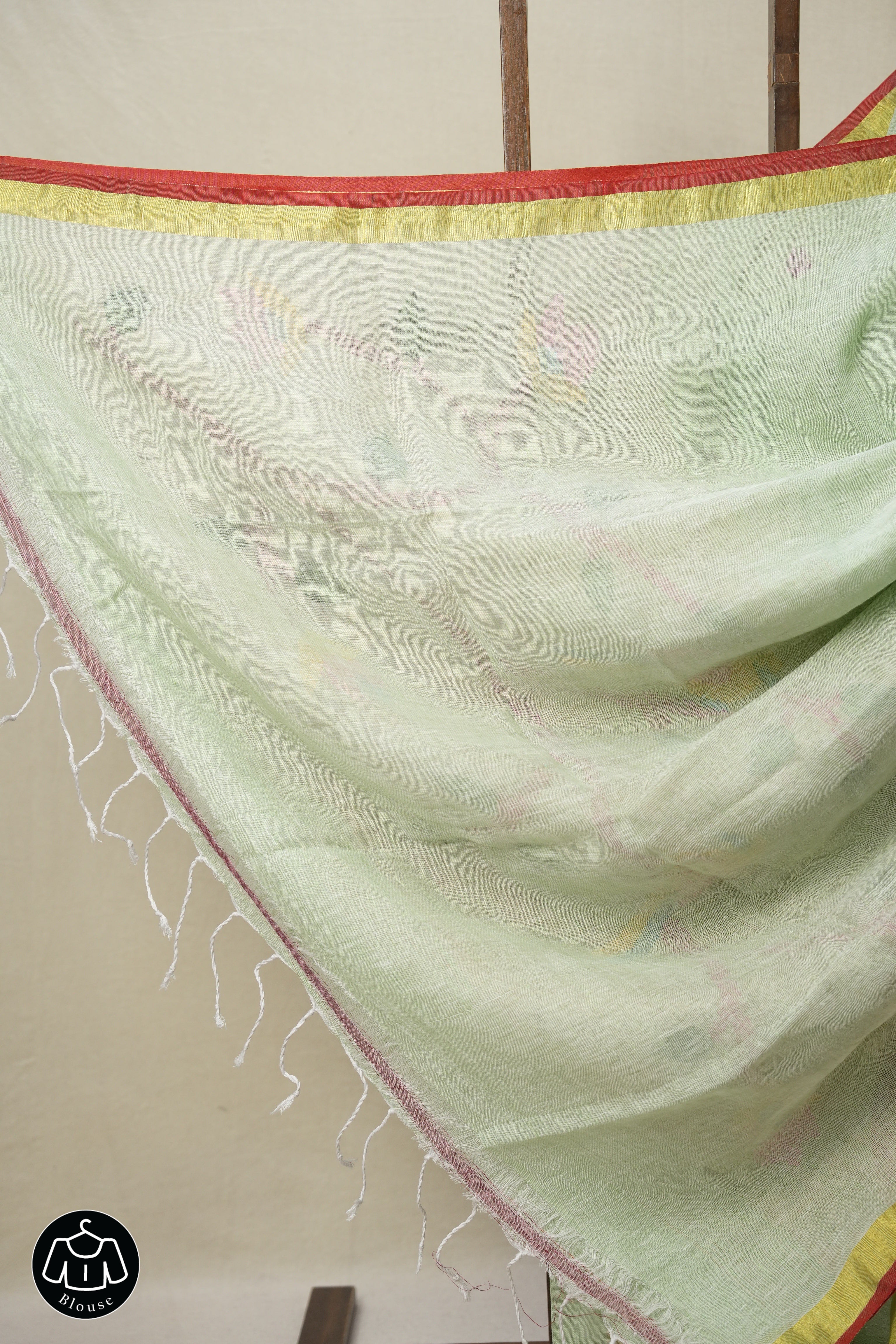 Pista Green Linen Jamdani Saree - SRPGLJS501