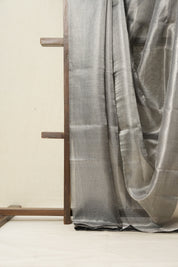 Black Silver Tissue Tussar Silk Saree - SRBSTTSS524