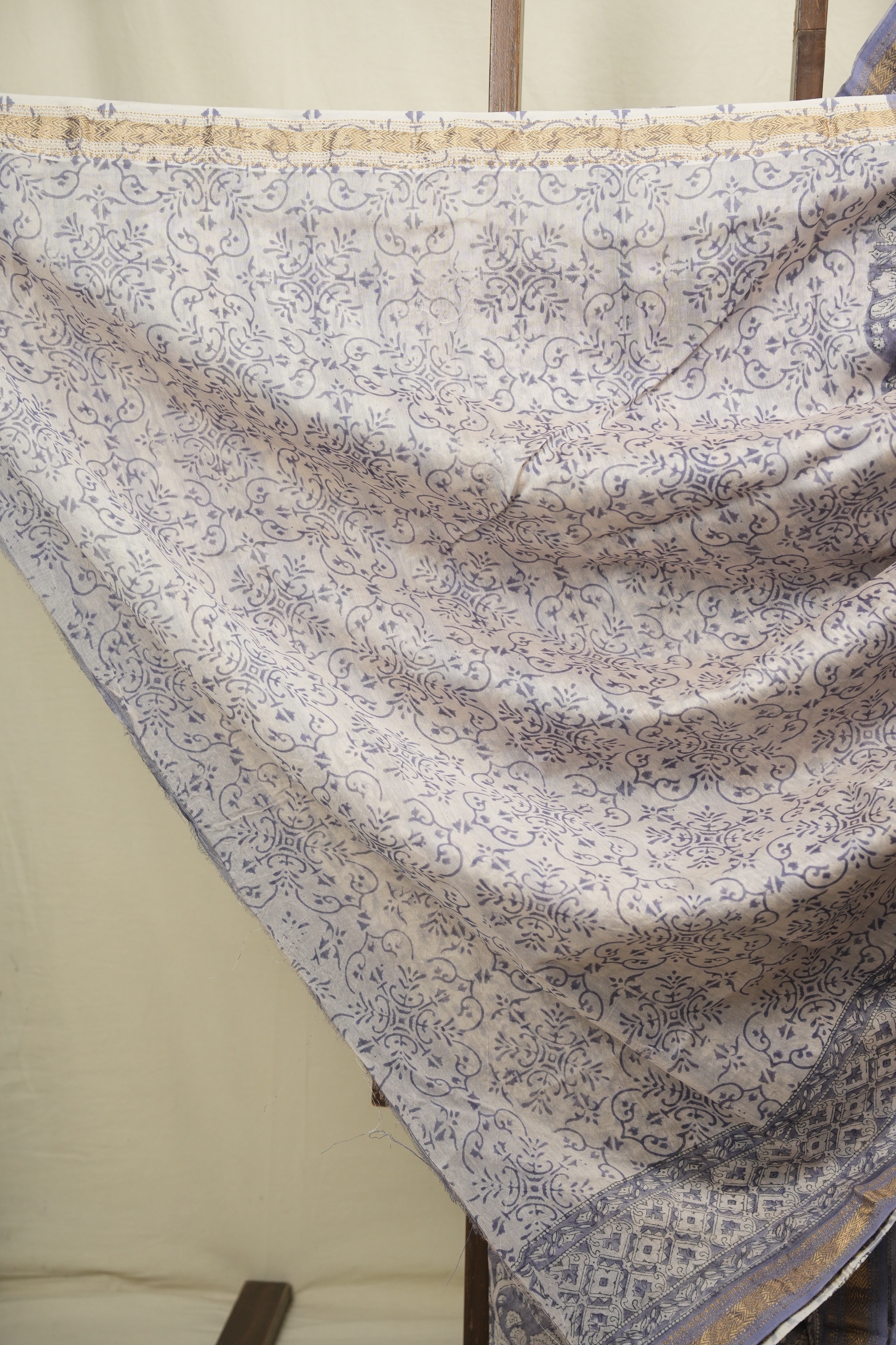 Blue HBP Cotton Silk Saree With Maheshwari Border - SRBCSS1818