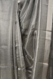 Black Silver Tissue Tussar Silk Saree - SRBSTTSS524