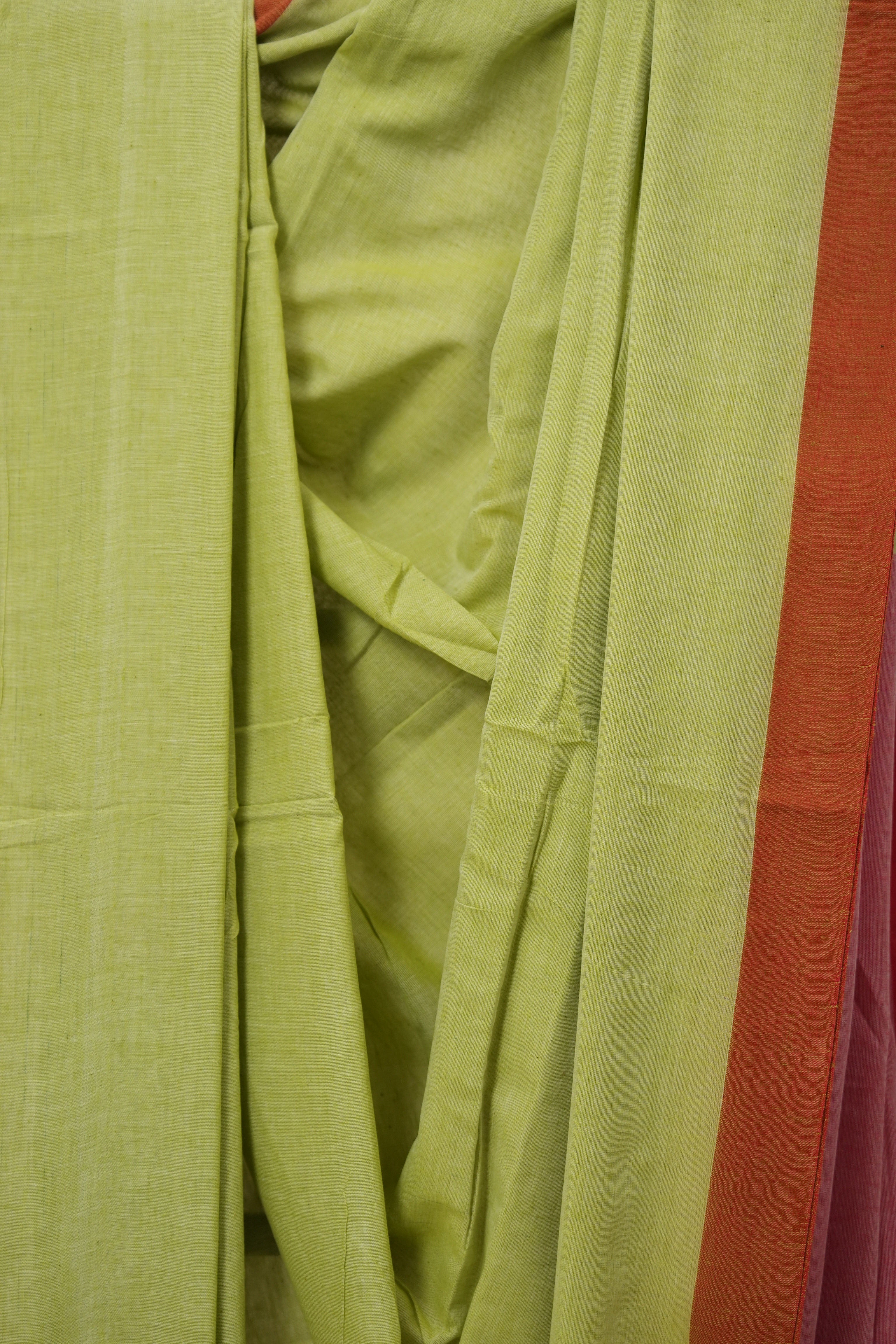 Pistachio Green Bengal Cotton Saree - SRPGBCS155