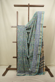 Aqua HBP Cotton Silk Saree With Maheshwari Border - SRWCSS1816