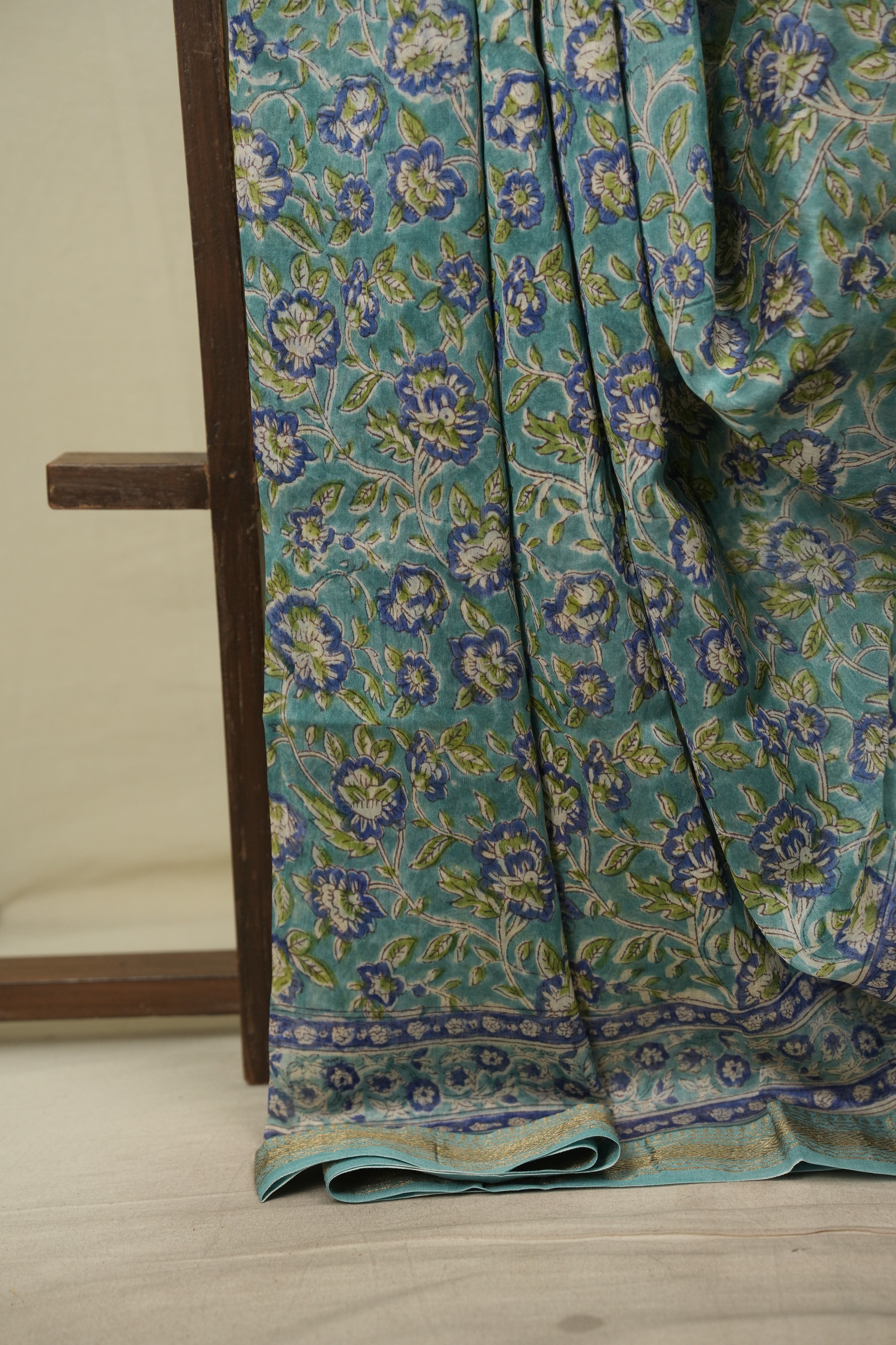 Aqua HBP Cotton Silk Saree With Maheshwari Border - SRWCSS1816
