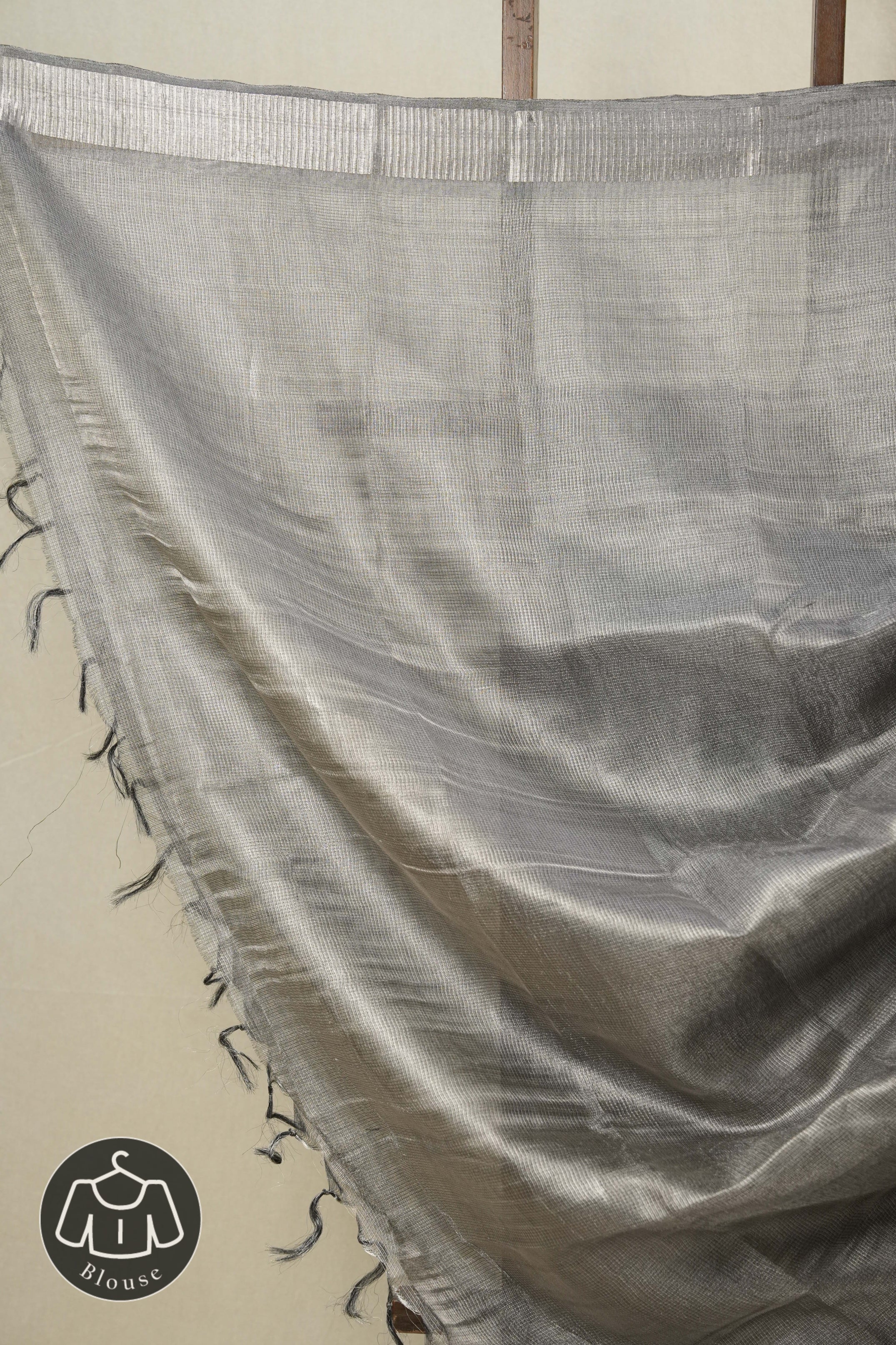 Black Silver Tissue Tussar Silk Saree - SRBSTTSS524