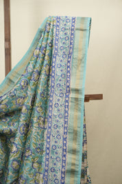 Aqua HBP Cotton Silk Saree With Maheshwari Border - SRWCSS1816