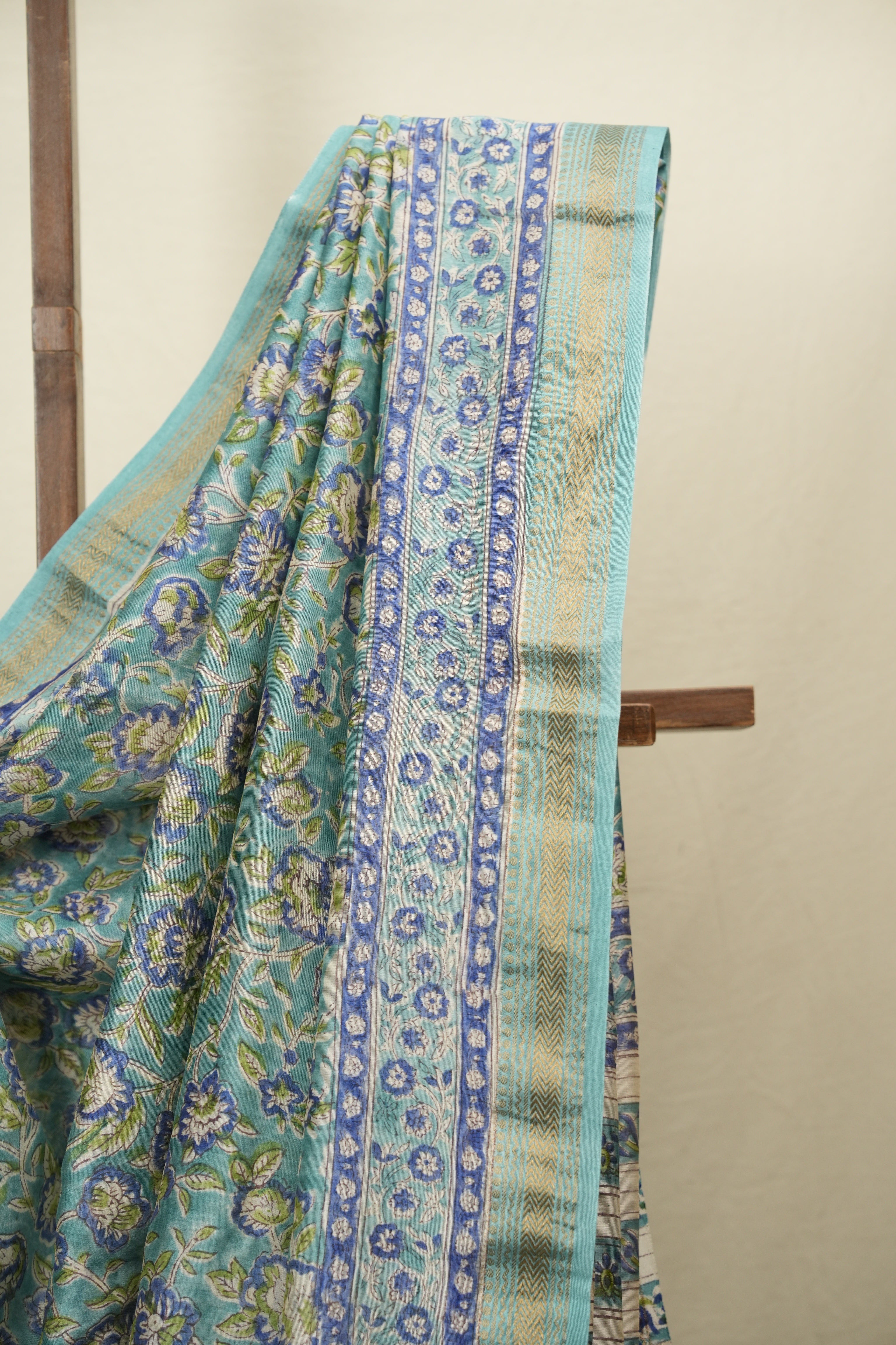 Aqua HBP Cotton Silk Saree With Maheshwari Border - SRWCSS1816