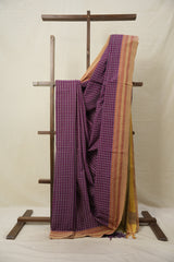 Magenta Checks Cotton Ilkal Saree  - SRMCCIS706