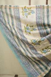 Aqua HBP Cotton Silk Saree With Maheshwari Border - SRWCSS1816