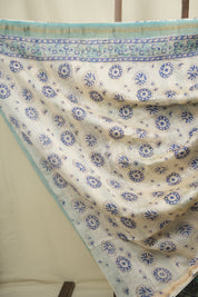 Aqua HBP Cotton Silk Saree With Maheshwari Border - SRWCSS1816