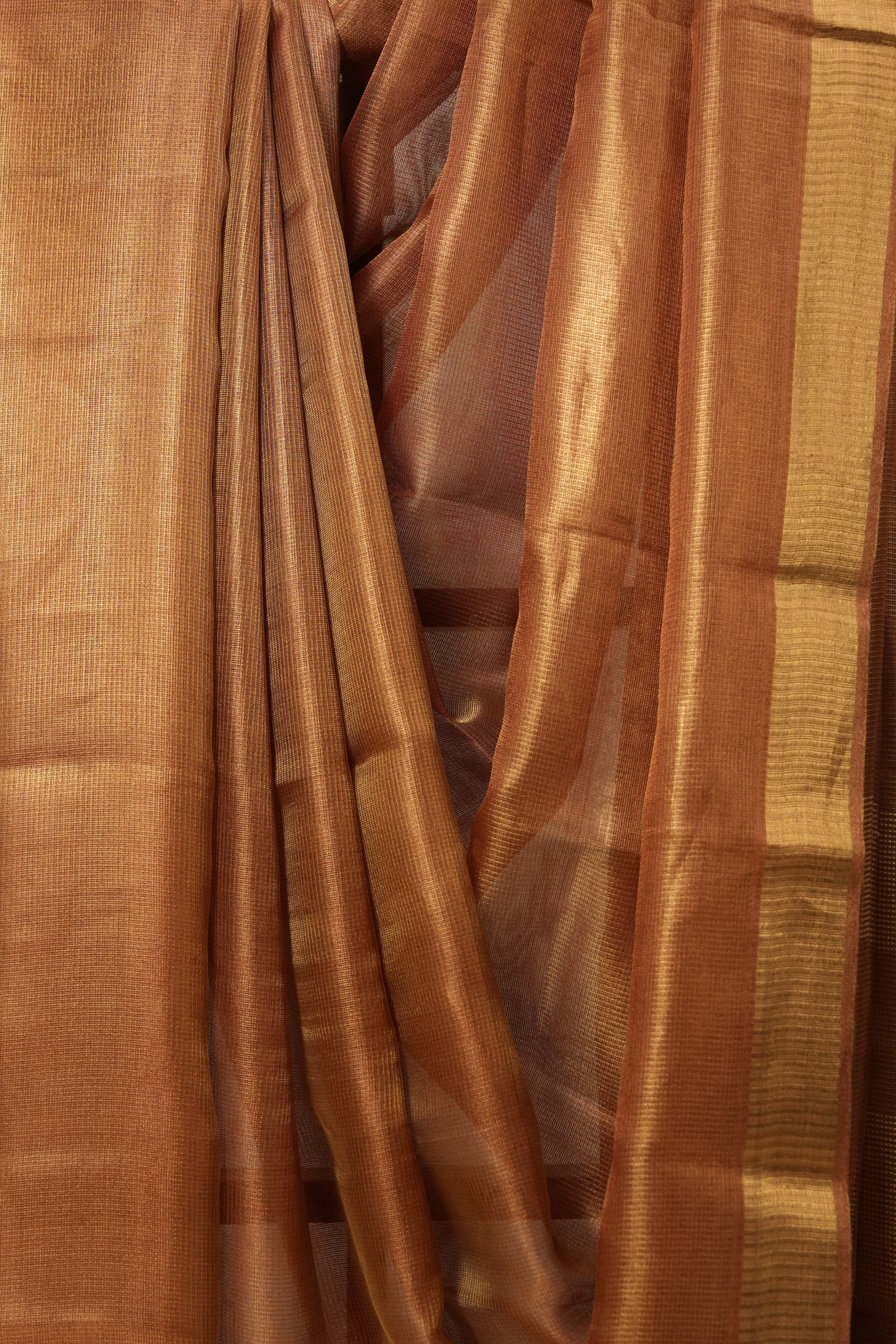 Red Gold Tissue Tussar Silk Saree - SRRGTTSS523
