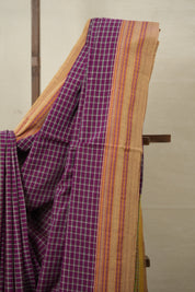 Magenta Checks Cotton Ilkal Saree  - SRMCCIS706