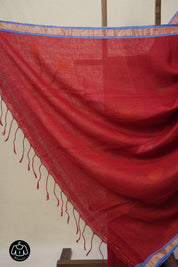 Maroon Linen Jamdani Saree - SRMLJS508