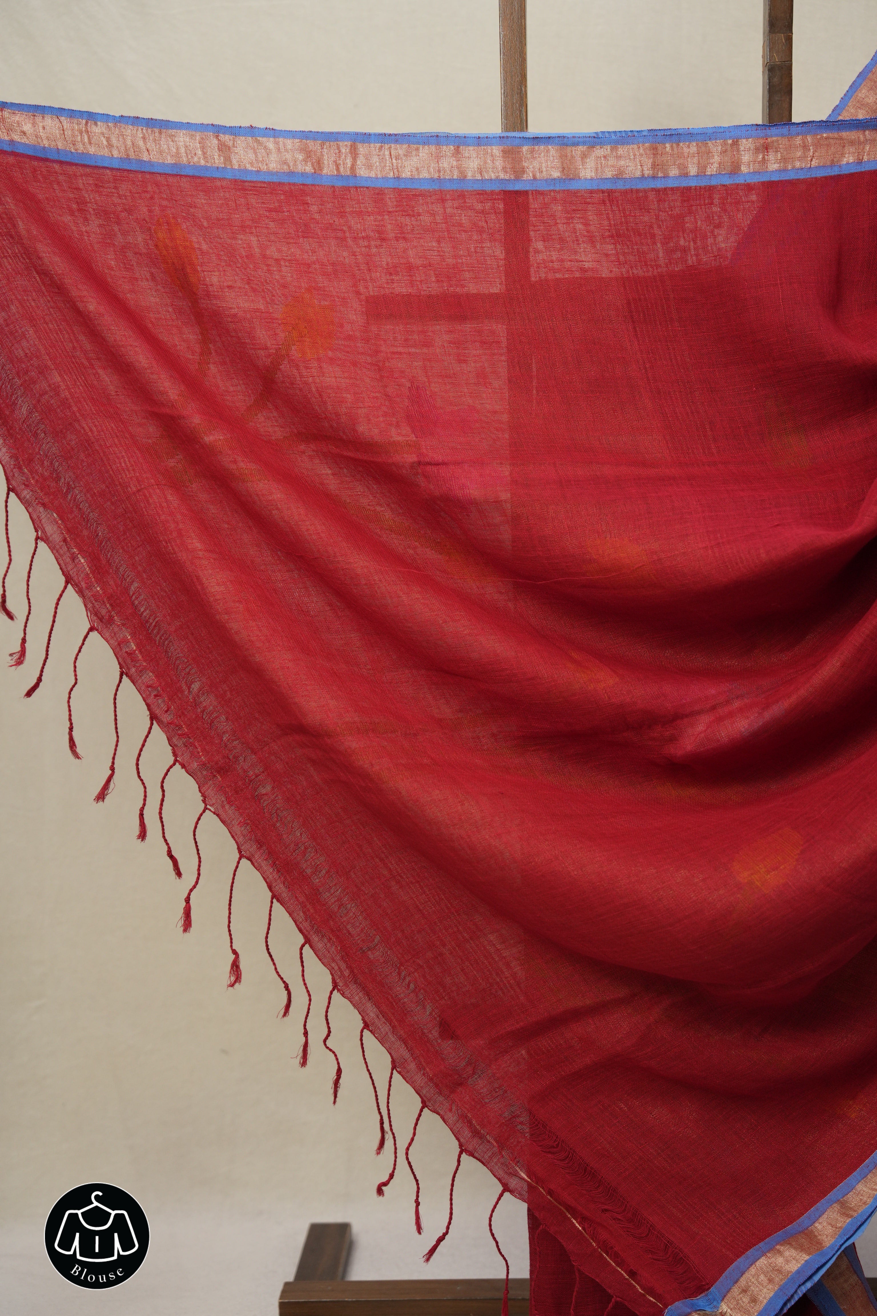 Maroon Linen Jamdani Saree - SRMLJS508