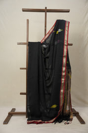 Black Linen Jamdani Saree - SRBLJS511