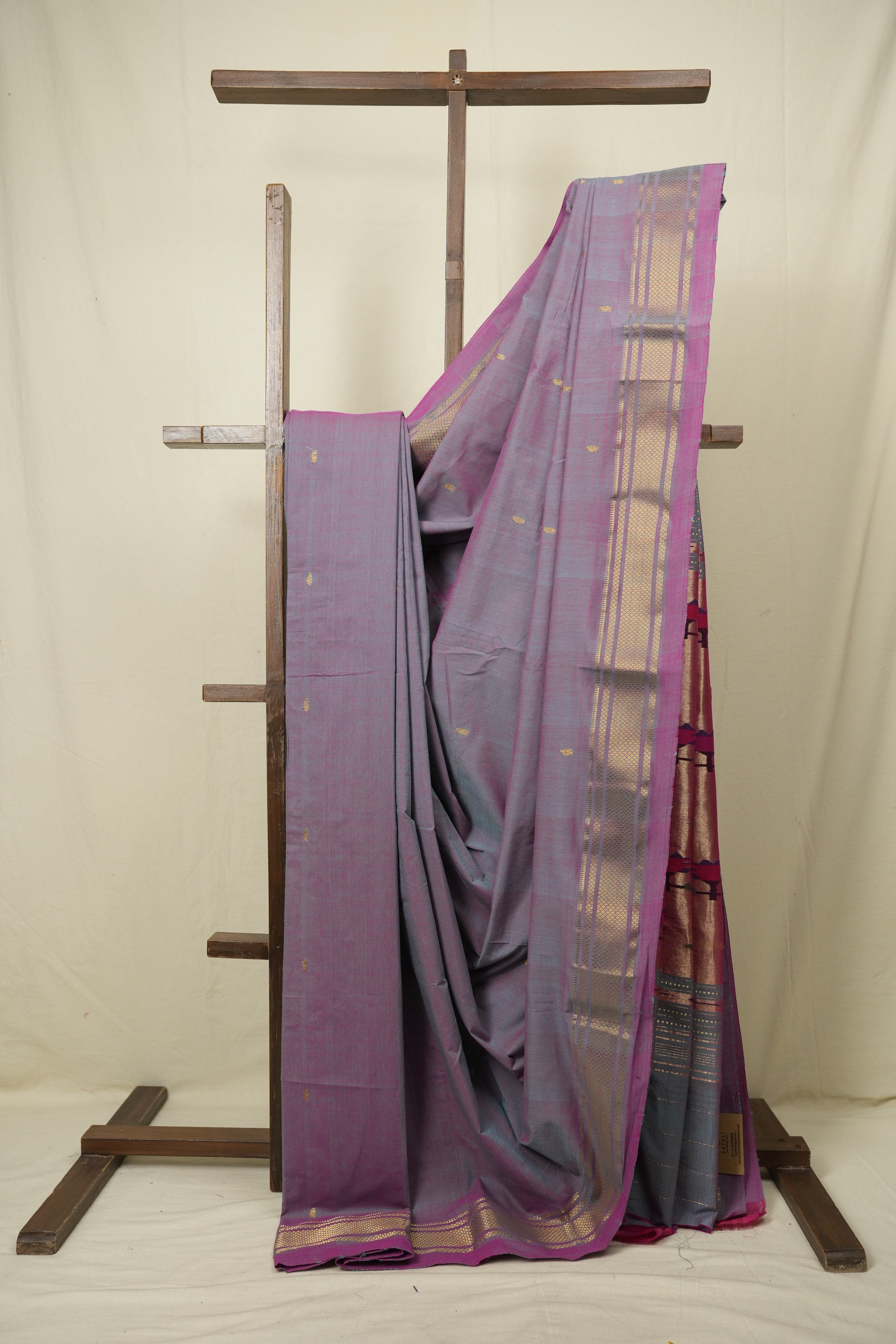 Two Tone Purple Cotton Paithani Saree - SRTTPCPS800