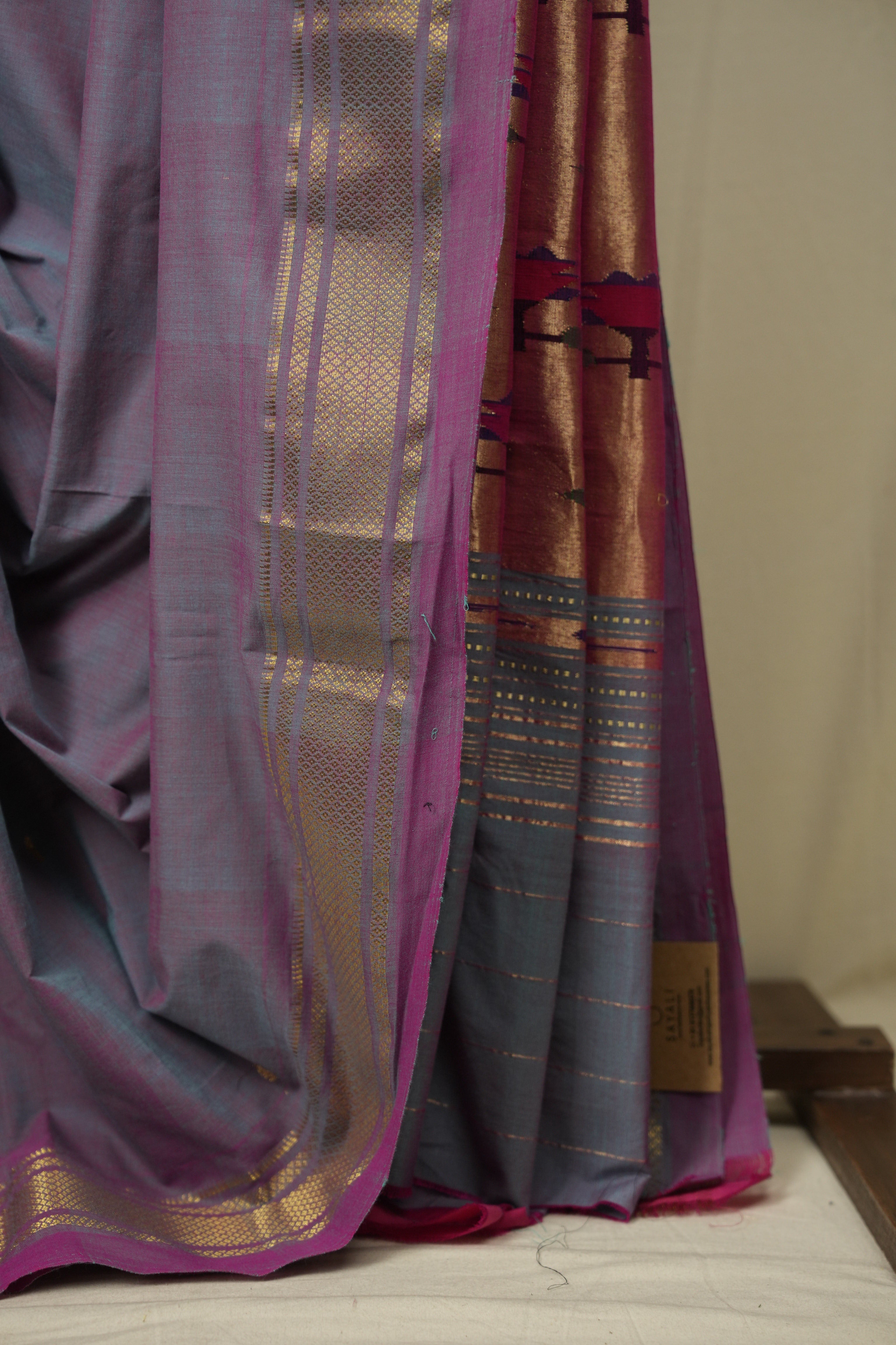Two Tone Purple Cotton Paithani Saree - SRTTPCPS800