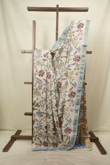 White HBP Cotton Silk Saree With Maheshwari Border - SRWCSS1815