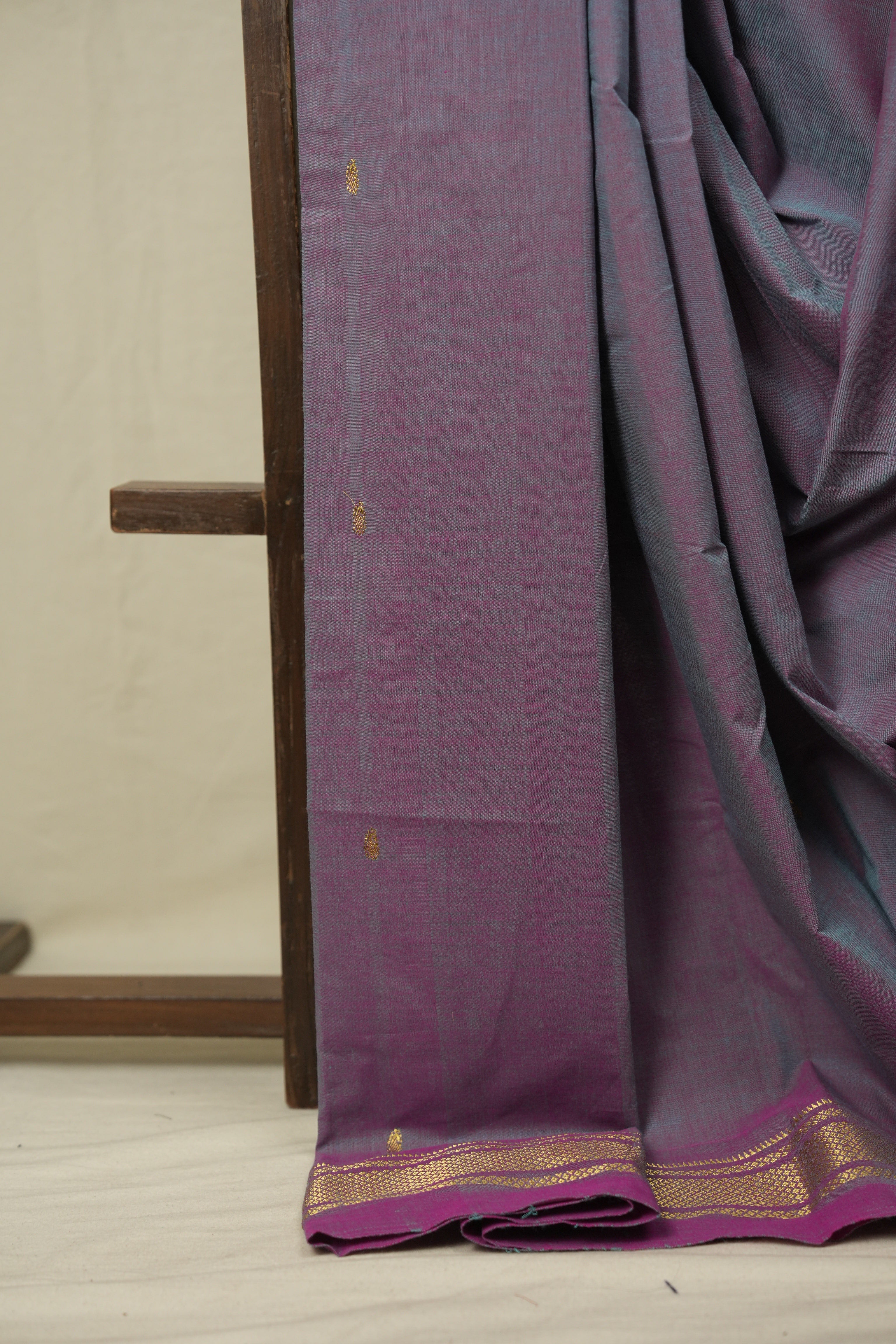 Two Tone Purple Cotton Paithani Saree - SRTTPCPS800