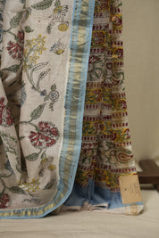 White HBP Cotton Silk Saree With Maheshwari Border - SRWCSS1815