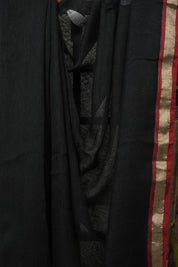 Black Linen Jamdani Saree - SRBLJS511