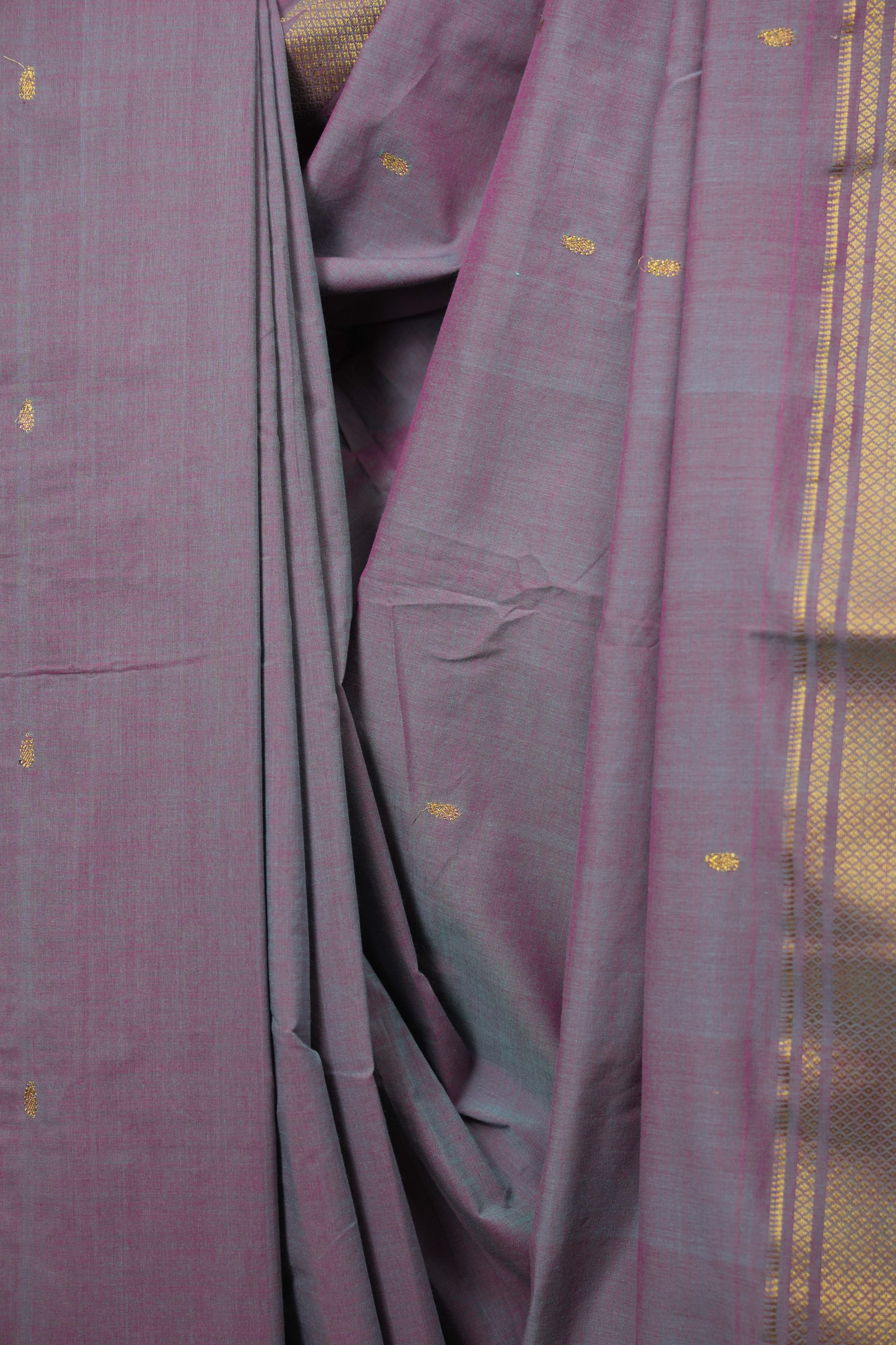 Two Tone Purple Cotton Paithani Saree - SRTTPCPS800