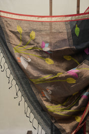 Black Linen Jamdani Saree - SRBLJS511