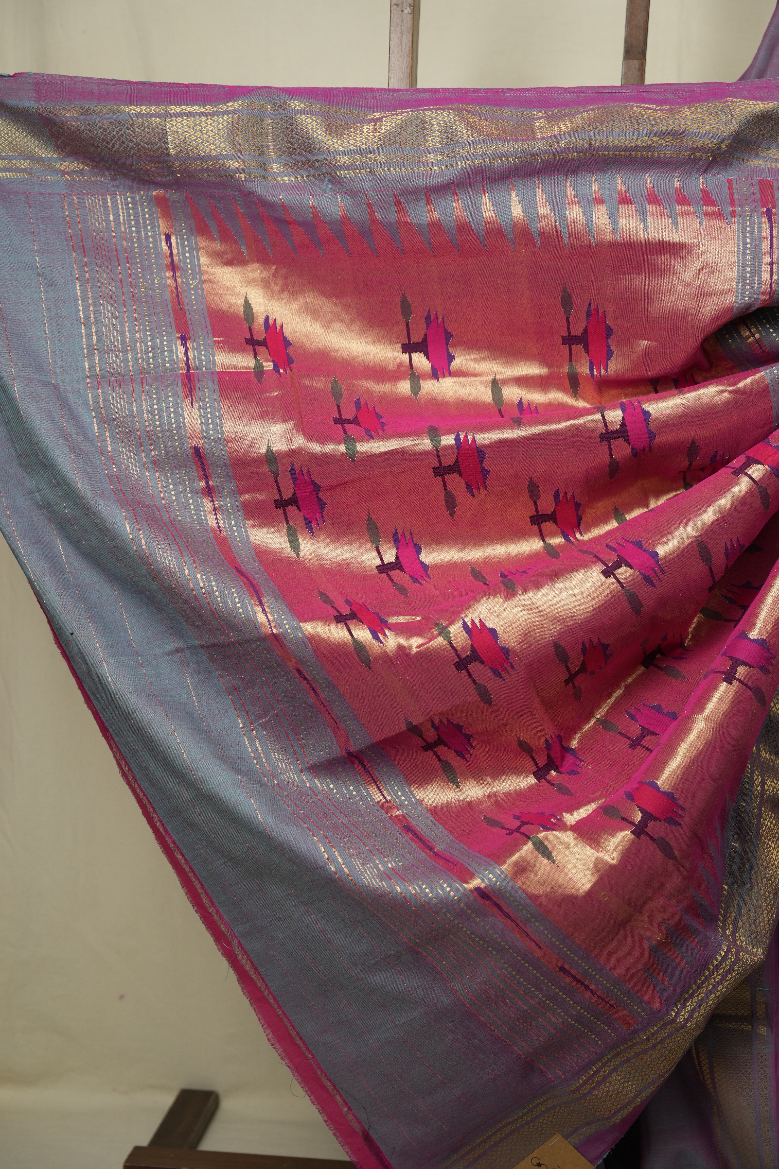 Two Tone Purple Cotton Paithani Saree - SRTTPCPS800