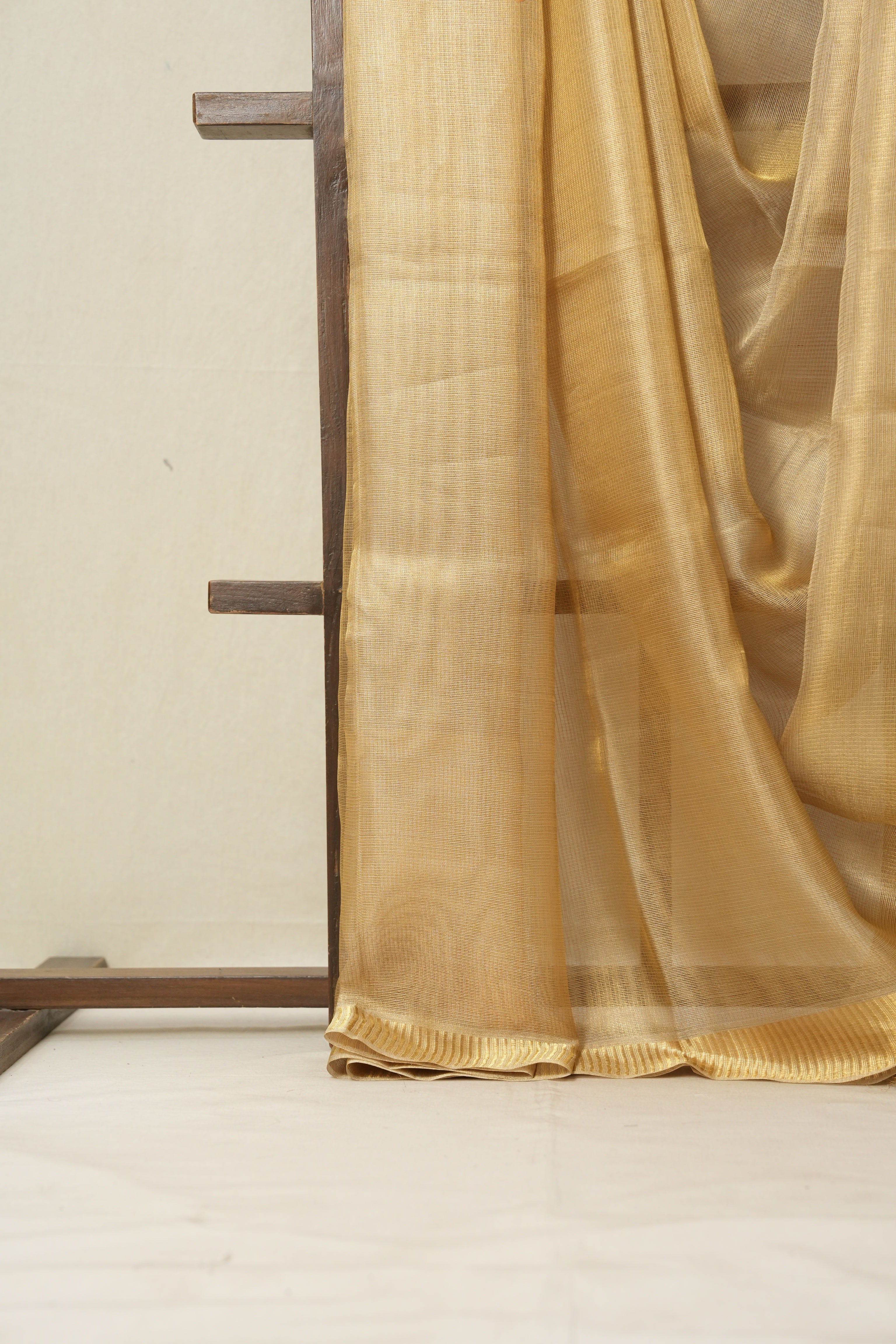 Yellow Gold Tissue Tussar Silk Saree - SRYGTTSS521