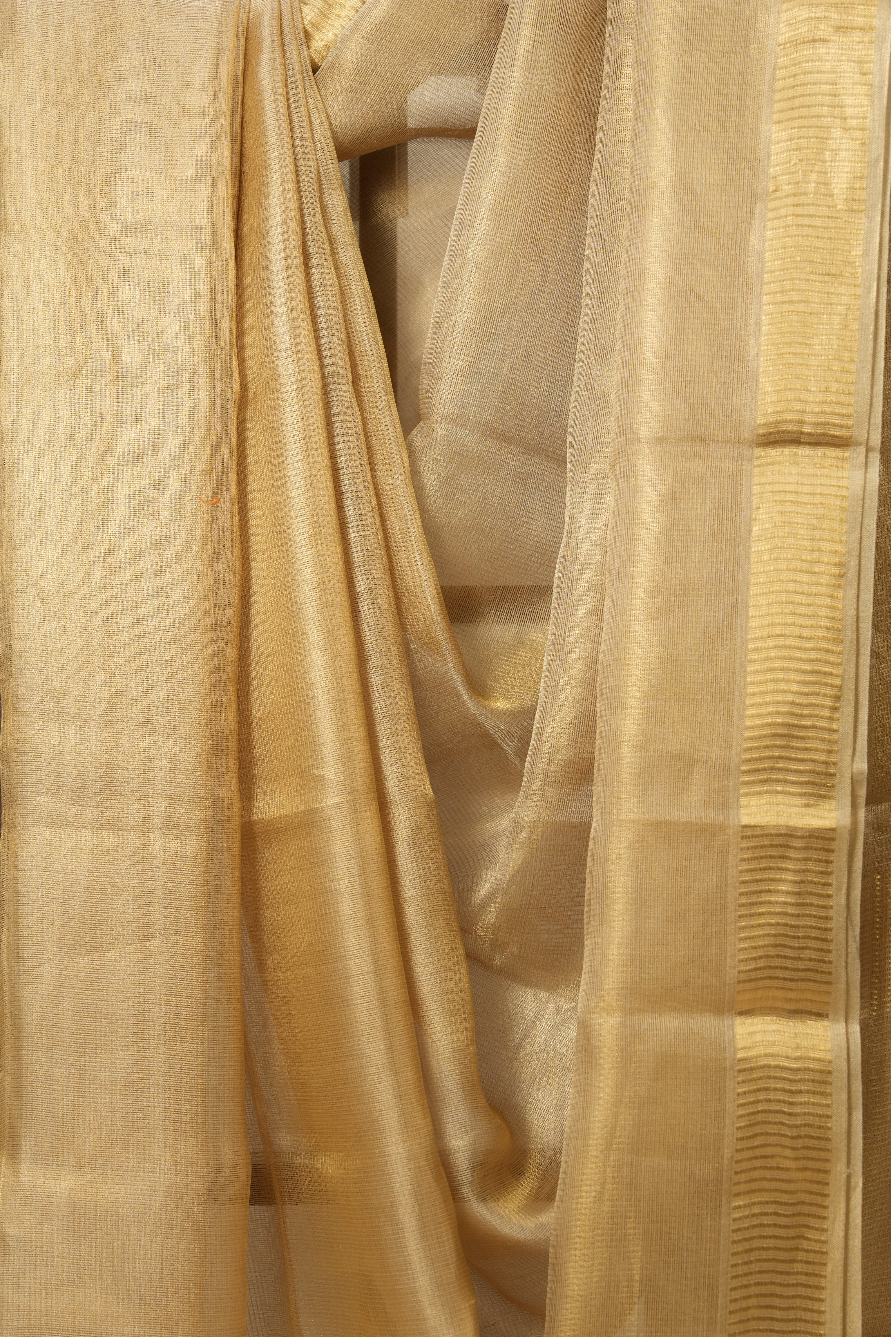 Yellow Gold Tissue Tussar Silk Saree - SRYGTTSS521