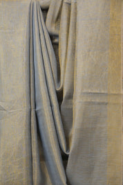 Bluish Grey Plain Tissue Linen Saree With Tassels - SRBGPTLS290