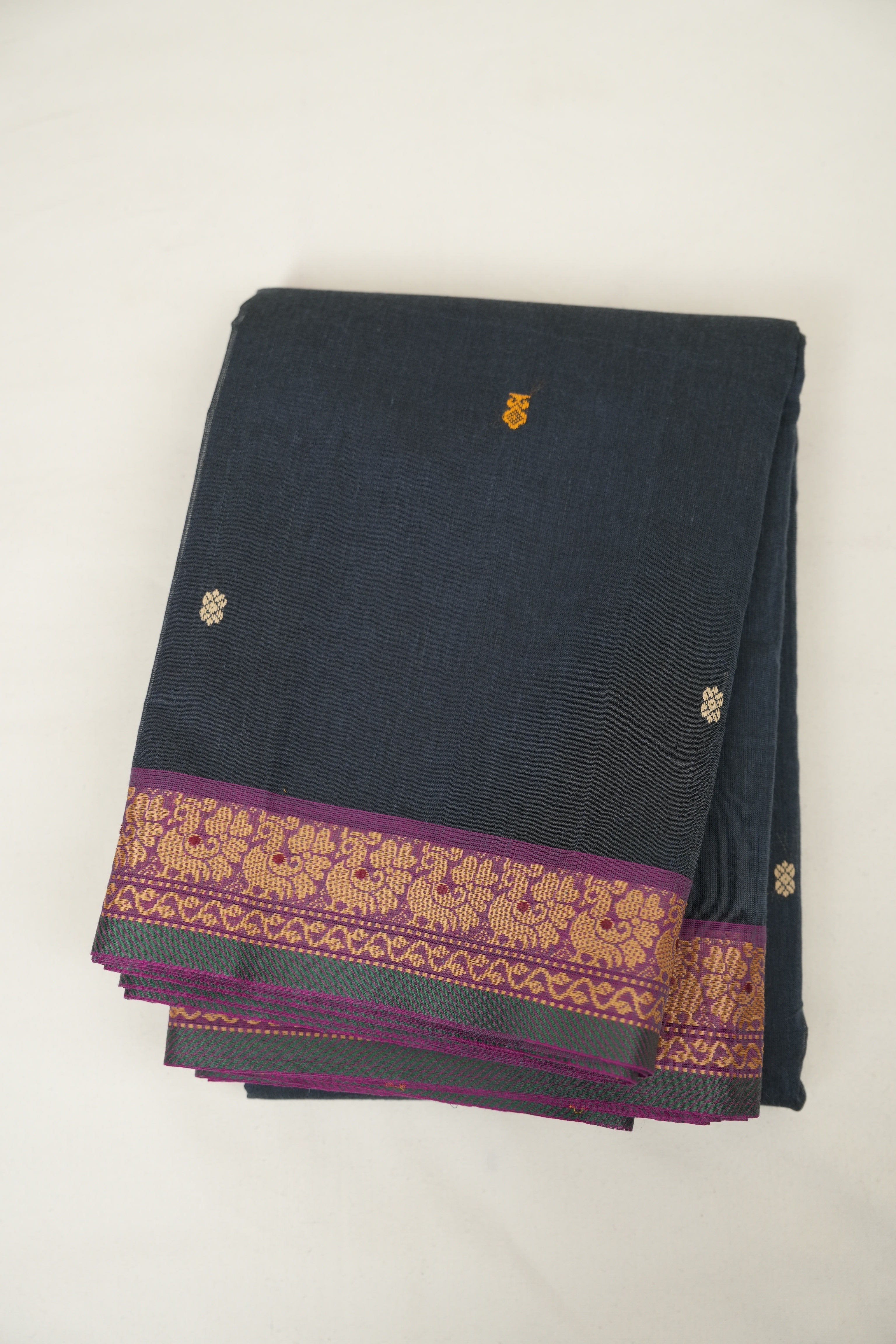 Charcoal Grey kanchi Cotton Saree - SRCGKCS1433